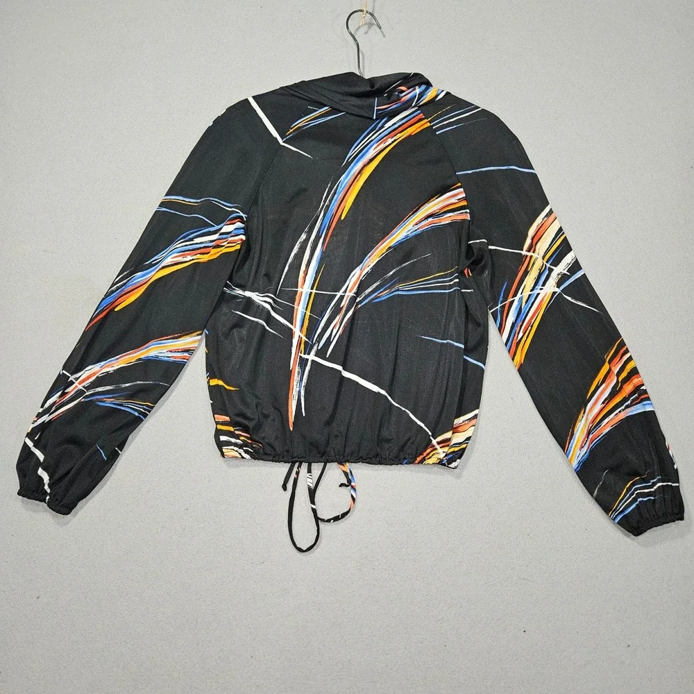 VTG Jonathan Logan 2 piece 70s Skirt Set Abstract Brushstroke Black Multi Sz L